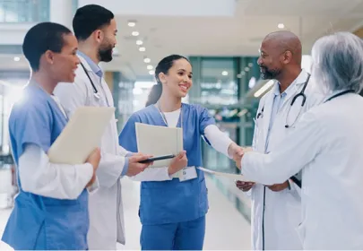 Health Services Grop discussing plan of action